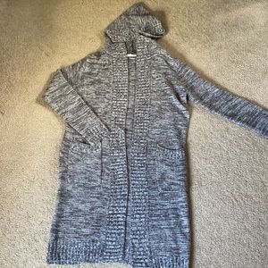 Gray Marl Long Hooded Cardigan